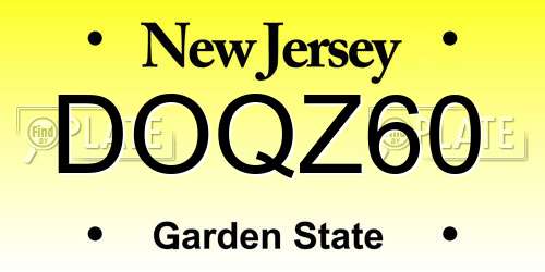 DOQZ60 New Jersey License Plate