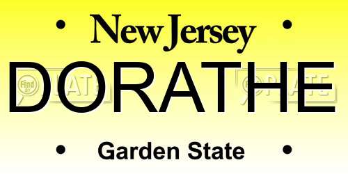 DORATHE New Jersey License Plate