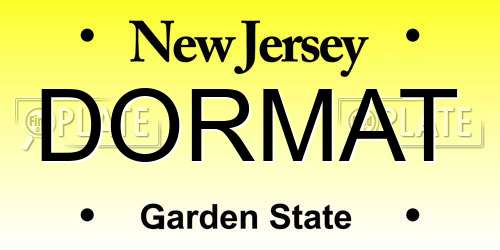 DORMAT New Jersey License Plate