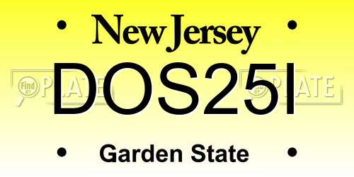 DOS25I New Jersey License Plate