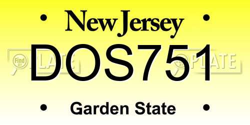 DOS751 New Jersey License Plate