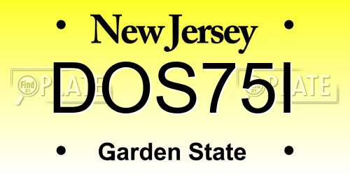DOS75I New Jersey License Plate