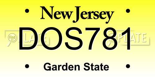 DOS781 New Jersey License Plate