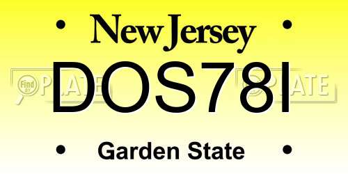 DOS78I New Jersey License Plate