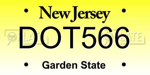 DOT566 New Jersey License Plate