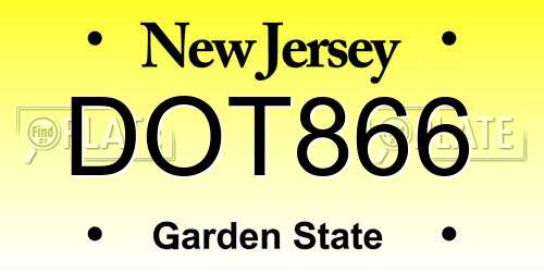 DOT866 New Jersey License Plate