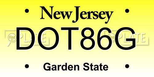 DOT86G New Jersey License Plate