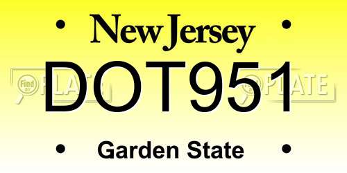 DOT951 New Jersey License Plate