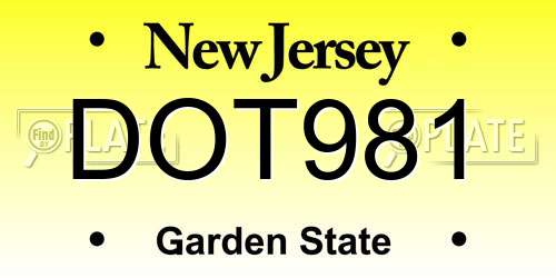 DOT981 New Jersey License Plate