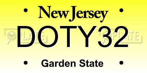 DOTY32 New Jersey License Plate