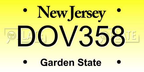 DOV358 New Jersey License Plate
