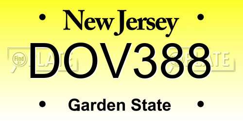 DOV388 New Jersey License Plate