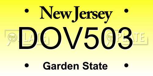 DOV503 New Jersey License Plate