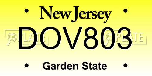 DOV803 New Jersey License Plate