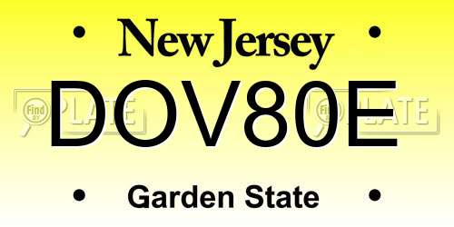 DOV80E New Jersey License Plate