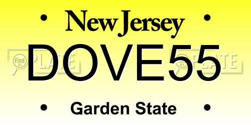 DOVE55 New Jersey License Plate