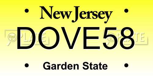 DOVE58 New Jersey License Plate