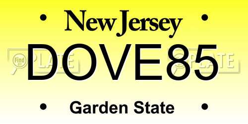 DOVE85 New Jersey License Plate