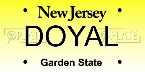 DOYAL New Jersey License Plate