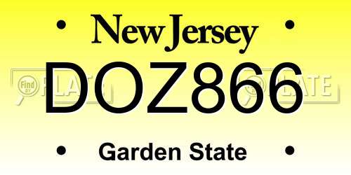 DOZ866 New Jersey License Plate