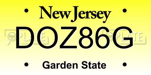 DOZ86G New Jersey License Plate
