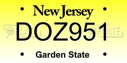 DOZ951 New Jersey License Plate