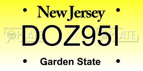 DOZ95I New Jersey License Plate