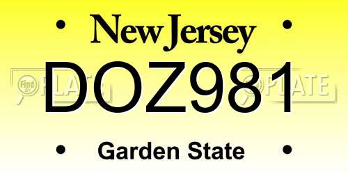 DOZ981 New Jersey License Plate