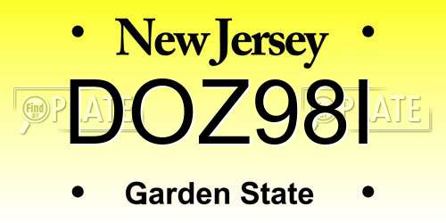 DOZ98I New Jersey License Plate