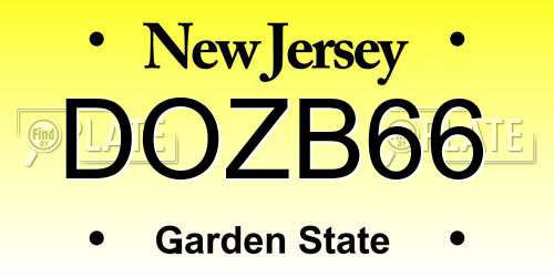 DOZB66 New Jersey License Plate
