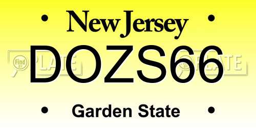 DOZS66 New Jersey License Plate