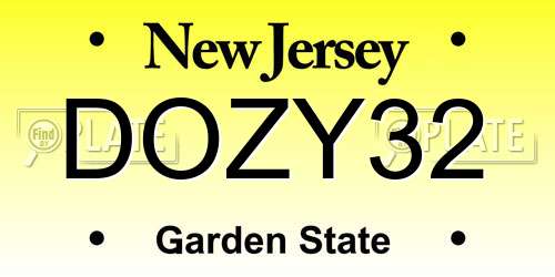 DOZY32 New Jersey License Plate