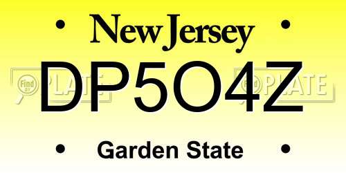 DP5O4Z New Jersey License Plate
