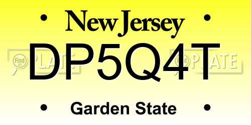 DP5Q4T New Jersey License Plate