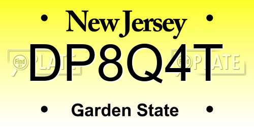 DP8Q4T New Jersey License Plate