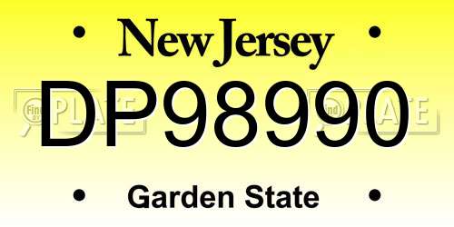 DP98990 New Jersey License Plate