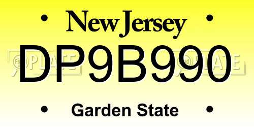 DP9B990 New Jersey License Plate
