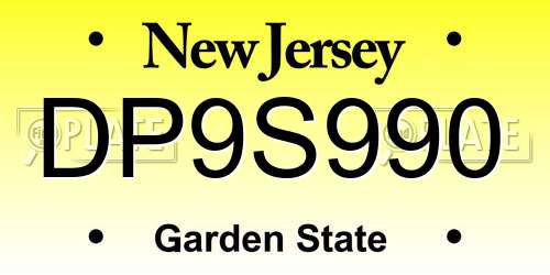 DP9S990 New Jersey License Plate