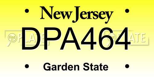 DPA464 New Jersey License Plate
