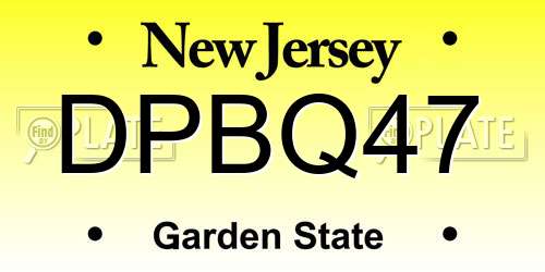 DPBQ47 New Jersey License Plate