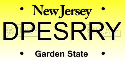 DPESRRY New Jersey License Plate