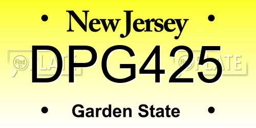 DPG425 New Jersey License Plate