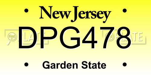 DPG478 New Jersey License Plate