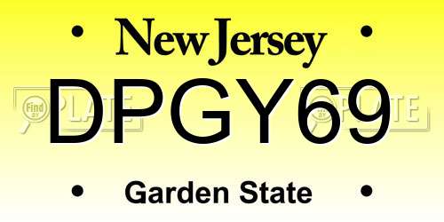 DPGY69 New Jersey License Plate