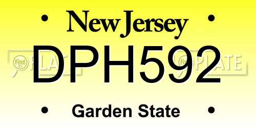 DPH592 New Jersey License Plate
