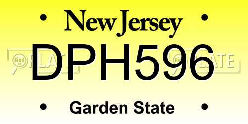 DPH596 New Jersey License Plate