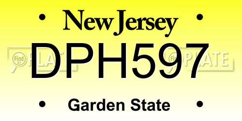 DPH597 New Jersey License Plate