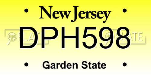 DPH598 New Jersey License Plate