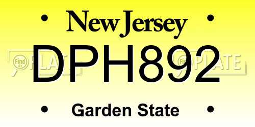 DPH892 New Jersey License Plate