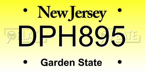 DPH895 New Jersey License Plate